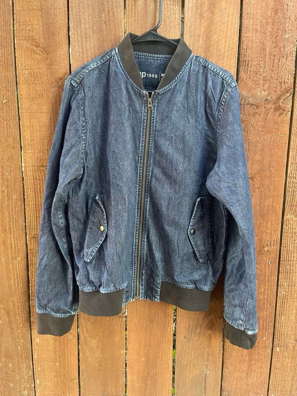 GAP 1969 Men's Dark Blue Denim Bomber Zip Up Classic Jacket Sz M